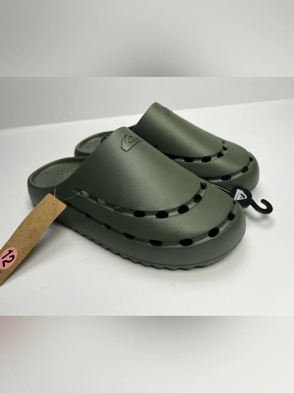 Quiksilver Cloudbreak Clog Slide Sandals Mens Size 12 Olive Green Arm